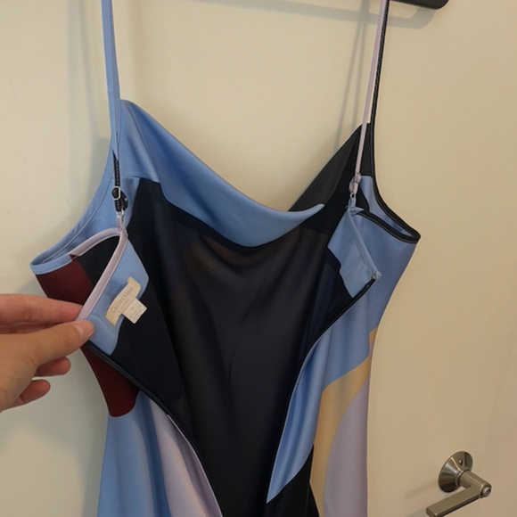 J. Crew Collection Abstract Pattern Satin Midi Dress- Size 6 - Picture 2 of 8